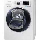 Mit dem AddWash WD5500 Waschtrockner vereint auch Samsung Waschmaschine und Trockner in einem Gerät – und das mit „Sockenklappe“. Auch beim Waschtrockner kann vergessene Wäsche also nachträglich eingefüllt werden.