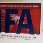 Der große IFA-Schriftzug bildete den Hintergrund vieler Interviews mit den Machern der IFA. IFA-GPC-Interview-Area